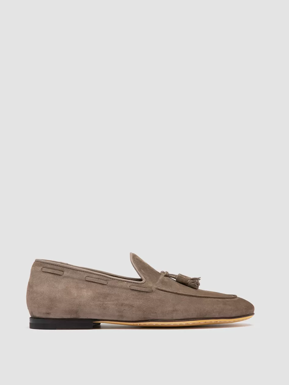 Officine Creative Suede Selection | Icons>AIRTO 013 - Taupe Suede Tassel Loafers OTTER
