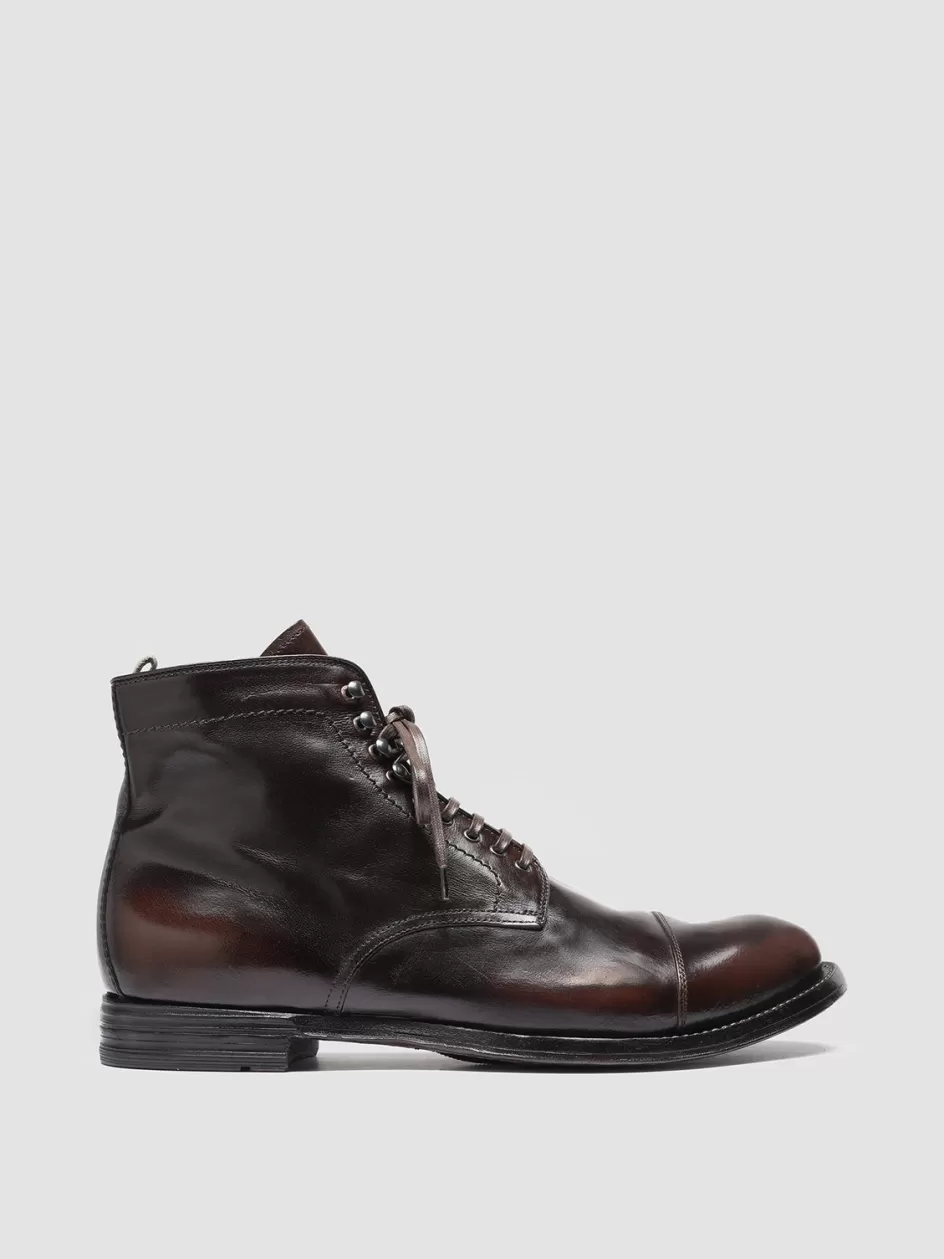 Officine Creative Icons | Ankle Boots>ANATOMIA 016 - Brown Leather Ankle Boots COFFEE/DARK BROWN
