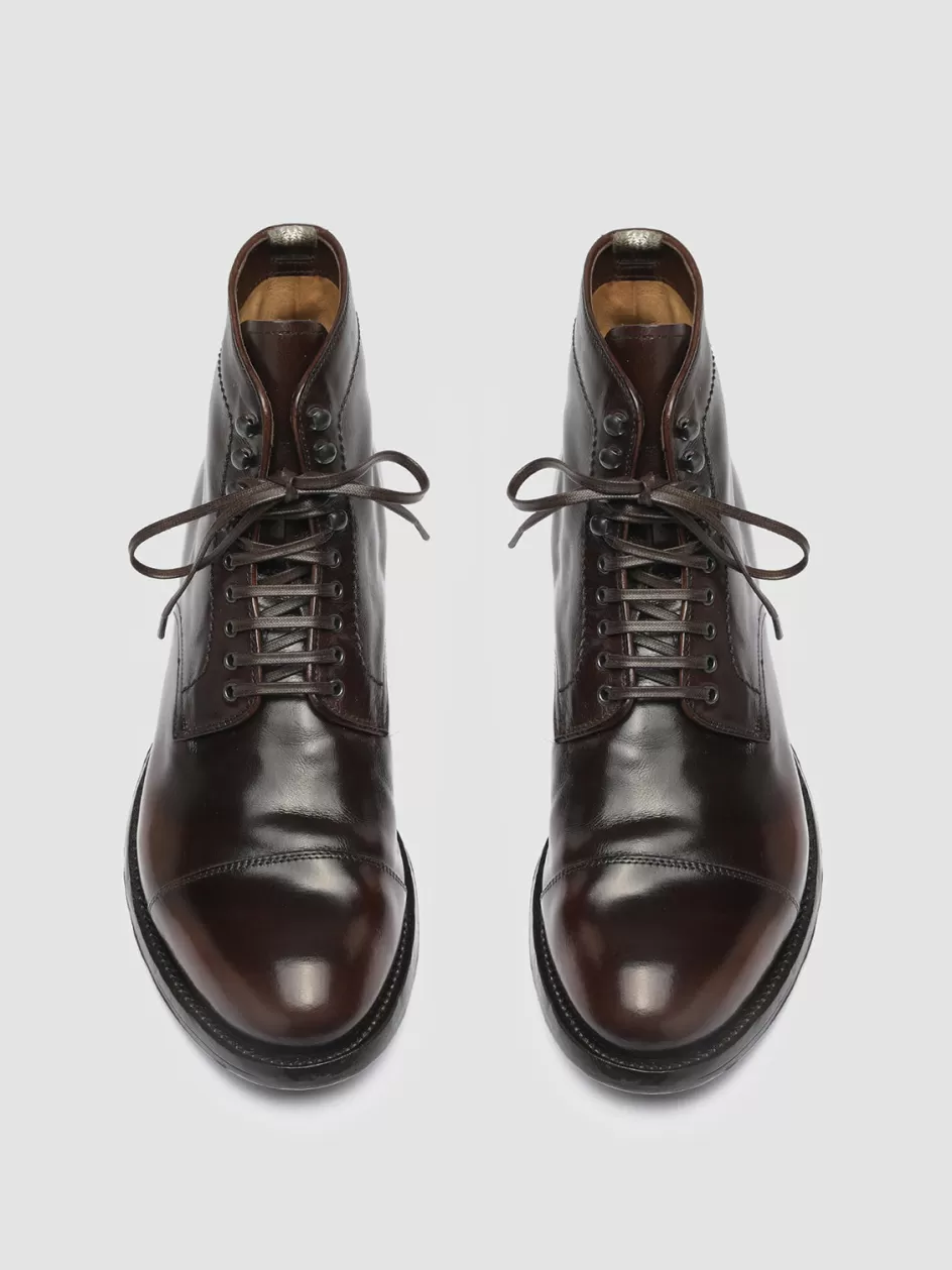 Officine Creative Icons | Ankle Boots>ANATOMIA 016 - Brown Leather Ankle Boots COFFEE/DARK BROWN