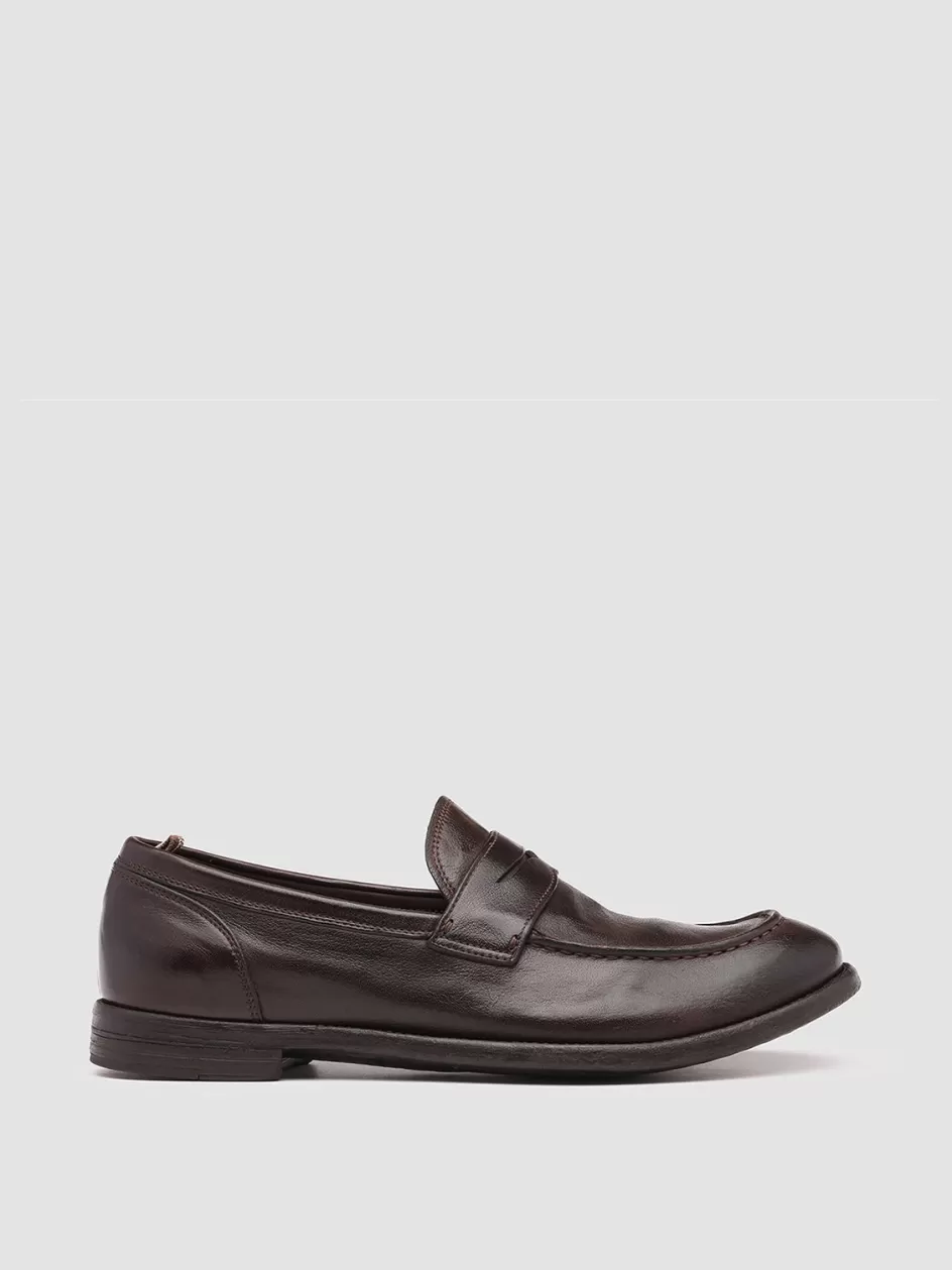 Officine Creative Loafers>ARC 509 - Brown Leather Penny Loafers EBANO