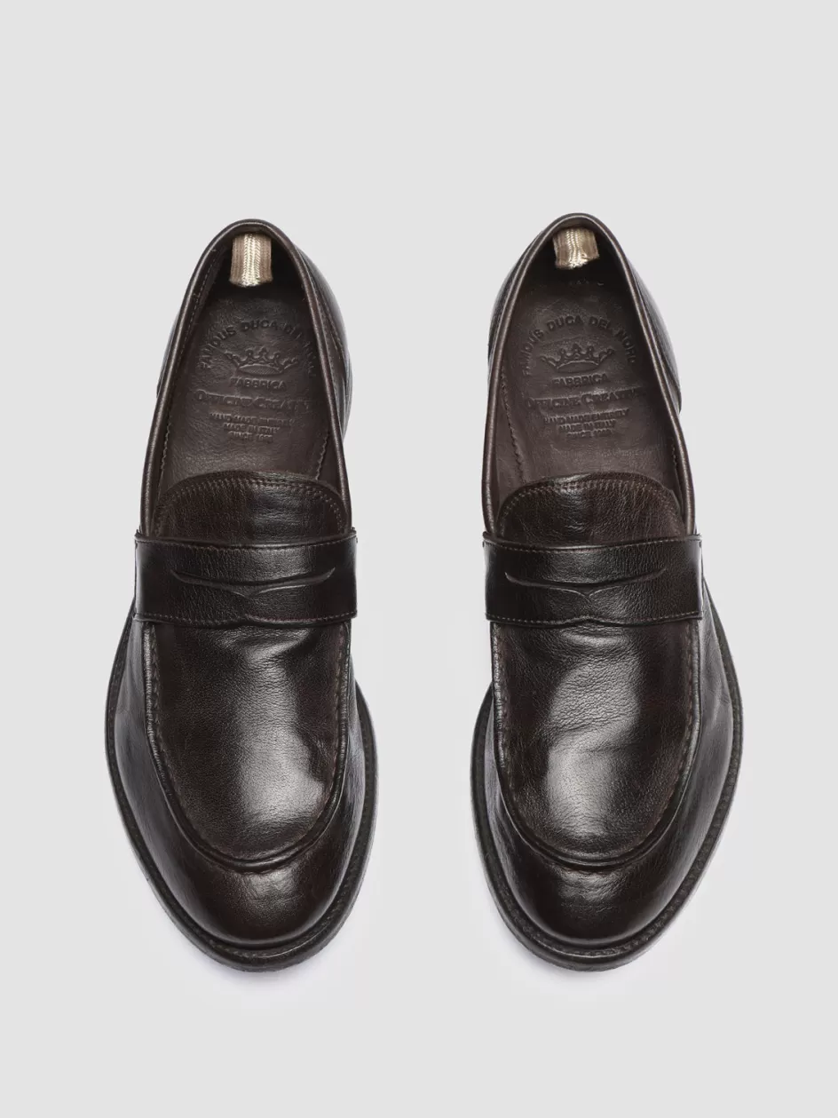 Officine Creative Loafers>ARC 509 - Brown Leather Penny Loafers EBANO