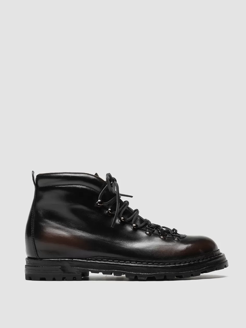 Officine Creative Ankle Boots>ARTIK 001 - Brown Leather Lace Up Boots DARK BROWN/BLACK
