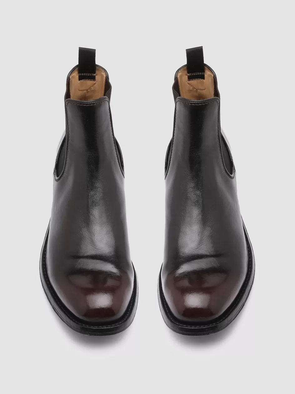 Officine Creative Ankle Boots>BALANCE 008 - Black Leather Chelsea Boots MORO/DARK BROWN