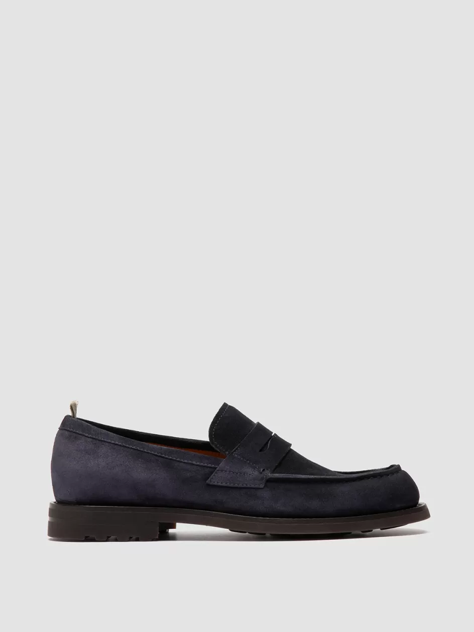 Officine Creative Loafers>BELMONDO 006 - Suede Penny Loafers BLUE