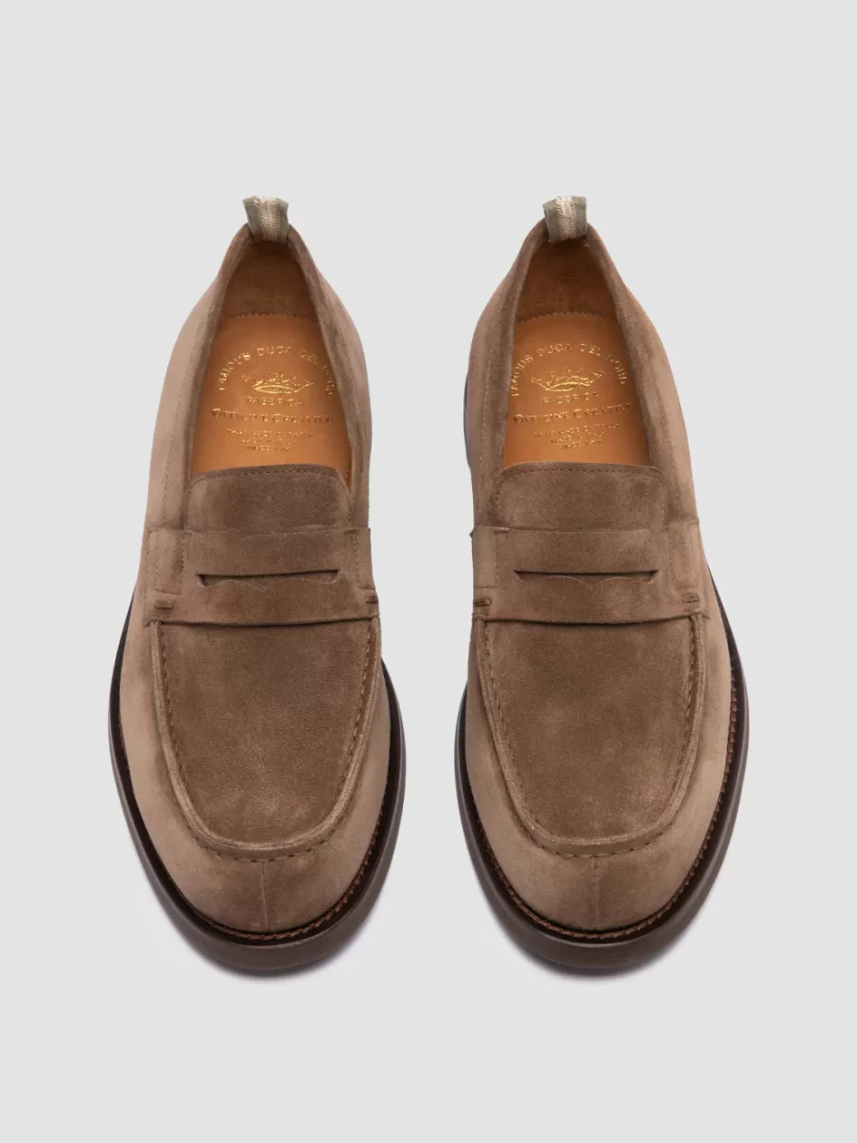 Officine Creative Loafers>BELMONDO 006 - Suede Penny Loafers TAUPE