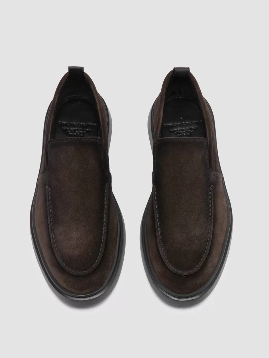 Officine Creative Loafers>BONES 008 - Grey Suede Venetian Loafers PEPPER