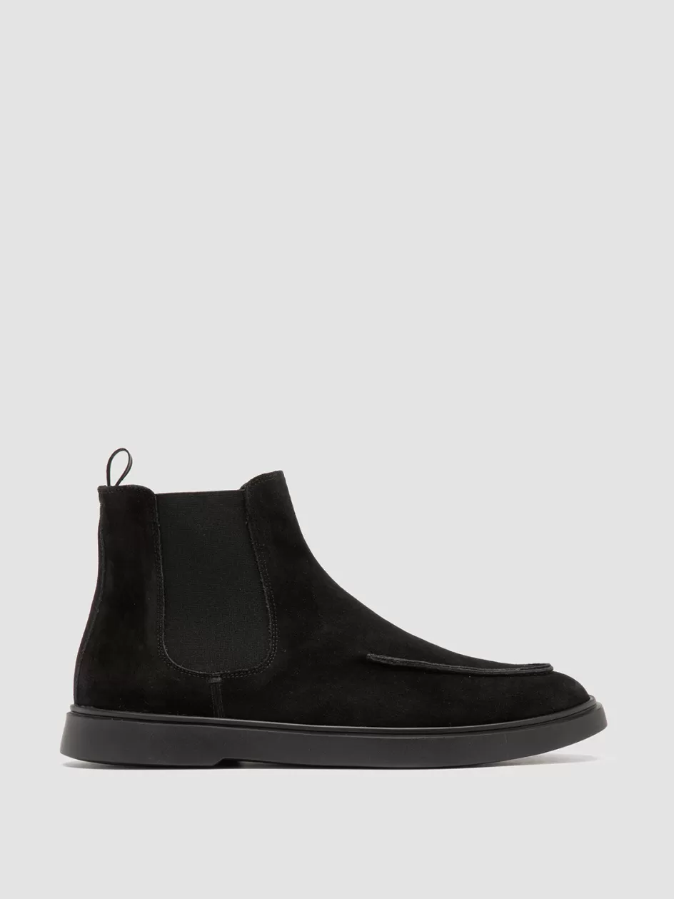 Officine Creative Ankle Boots>BONES 011 - Suede Chelsea Boots BLACK