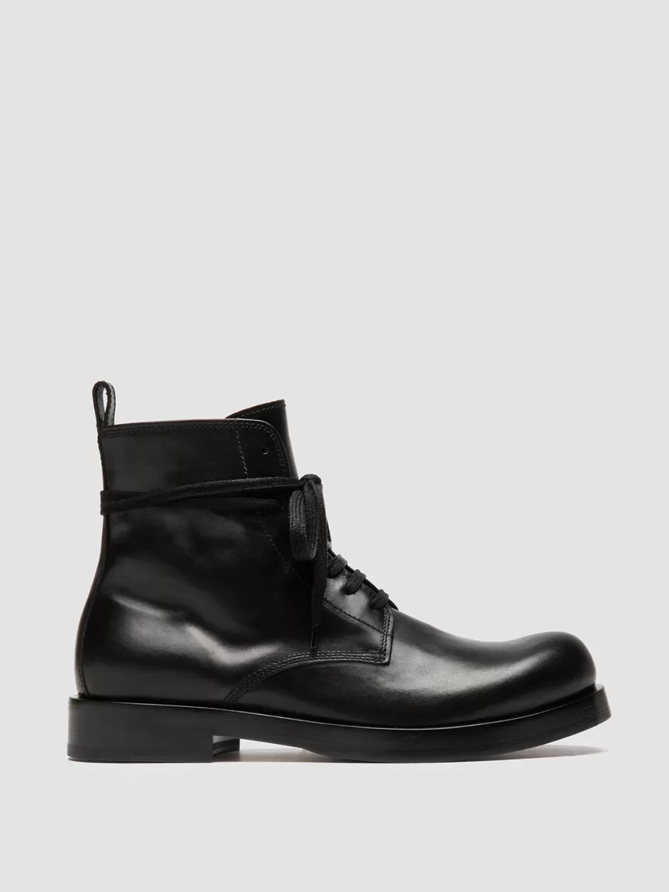 Officine Creative Ankle Boots>BULLA 002 - Leather Lace-up Boots BLACK