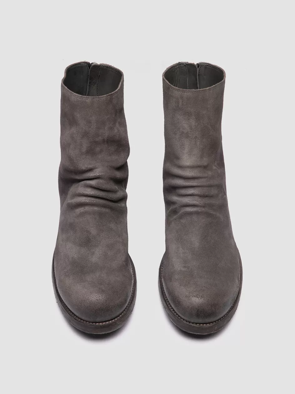 Officine Creative Ankle Boots>BULLA DD 103 - Grey Suede Zipped Boots GRUNGE