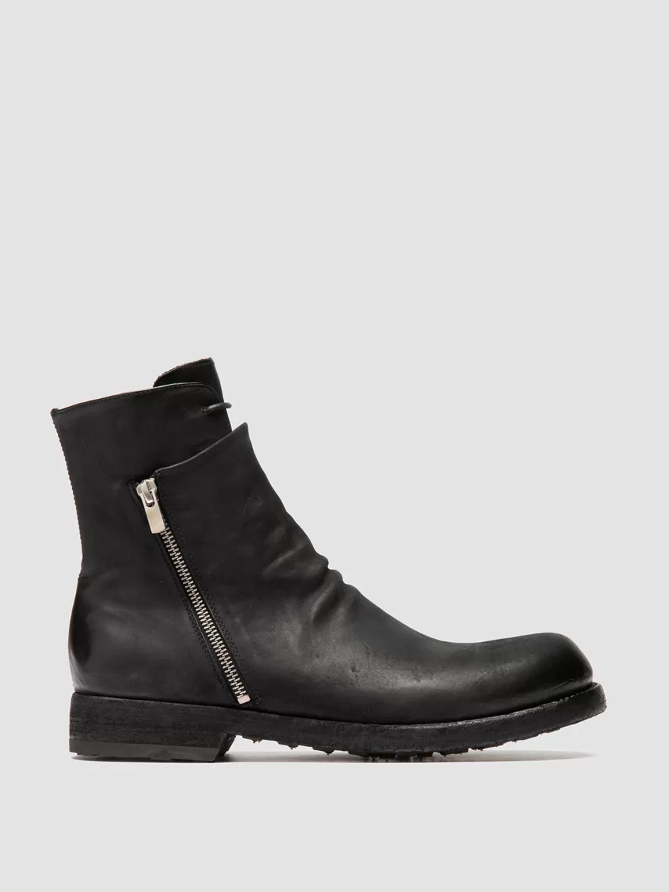 Officine Creative Ankle Boots>BULLA DD 106 - Leather Zipped Boots BLACK
