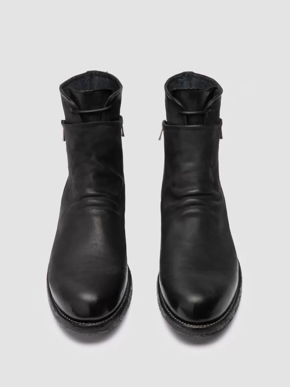 Officine Creative Ankle Boots>BULLA DD 106 - Leather Zipped Boots BLACK