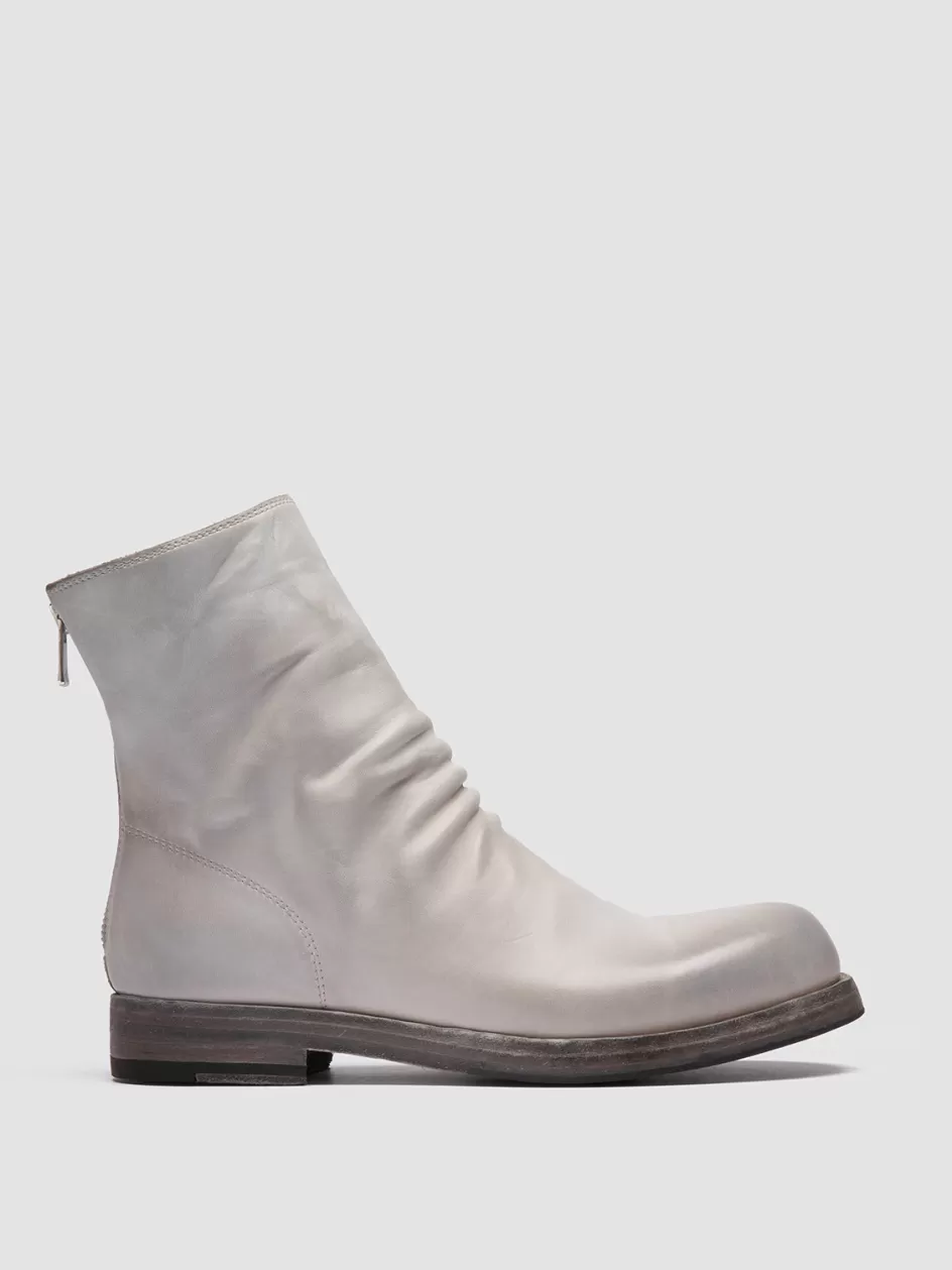 Officine Creative Boots & Booties>BULLA DD 303 - Grey Leather Zipped Boots GESSO