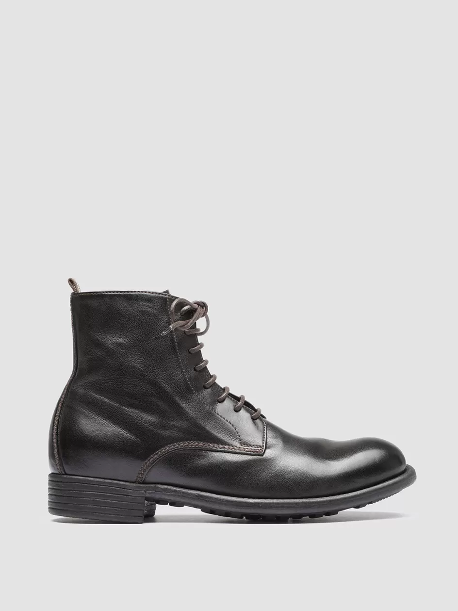 Officine Creative Icons | Boots & Booties>CALIXTE 002 - Brown Zipped Leather Booties EBANO