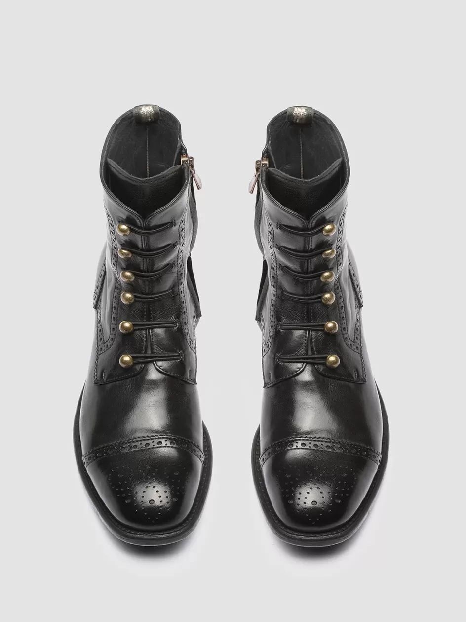 Officine Creative Icons | Boots & Booties>CALIXTE 023 - Leather Brogue Ankle Boots BLACK