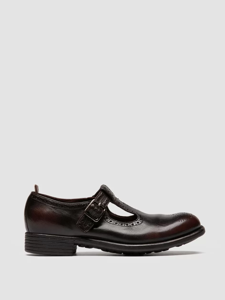 Officine Creative Dress Shoes>CALIXTE 071 - Brown Leather T-Bar Shoes OTTO/TM25