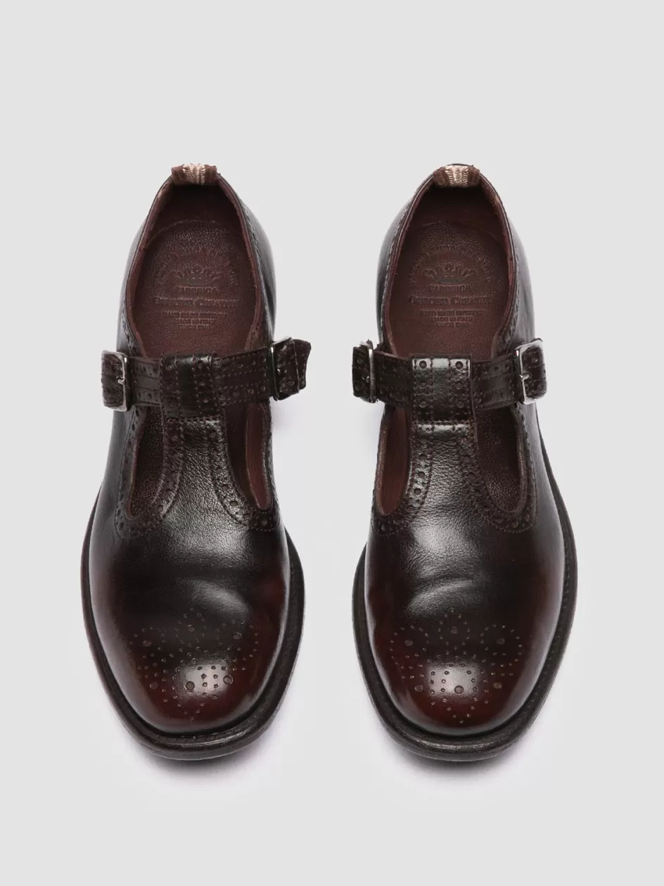 Officine Creative Dress Shoes>CALIXTE 071 - Brown Leather T-Bar Shoes OTTO/TM25                                         