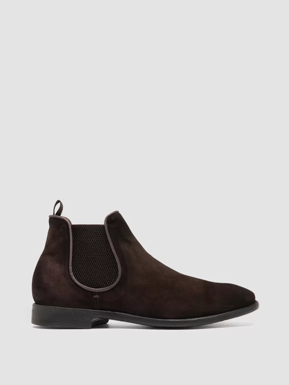 Officine Creative Ankle Boots>CETON 647 - Brown Suede Chelsea Boots CHOCOLATE