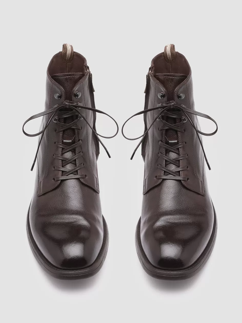Officine Creative Ankle Boots>CHRONICLE 004 - Brown Leather Ankle Boots EBANO