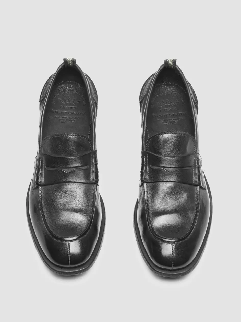 Officine Creative Loafers>CHRONICLE 144 - Leather Penny Loafers BLACK