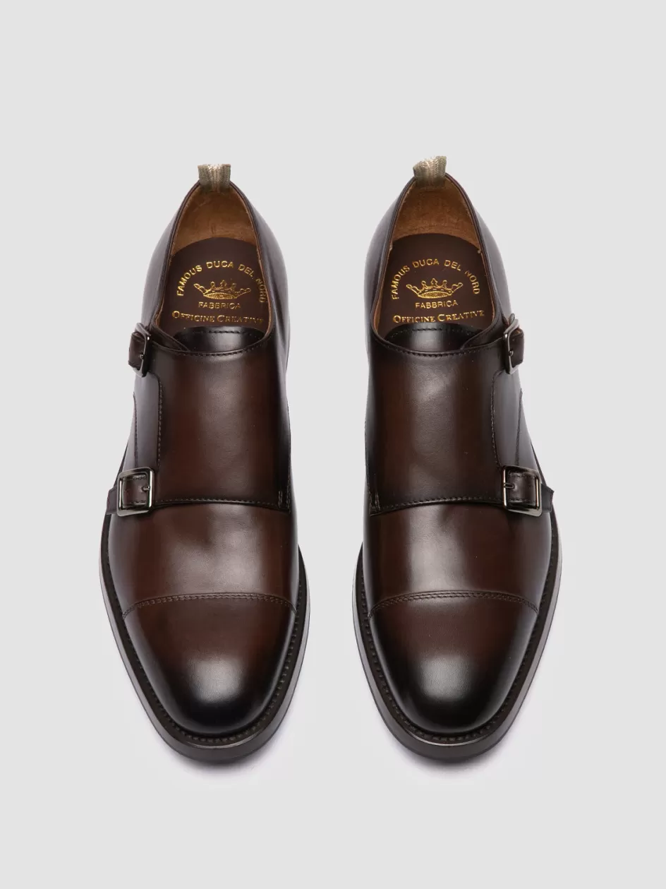 Officine Creative Formal Shoes>CONSULTANT 004 - Brown Leather Monk Shoes DARK