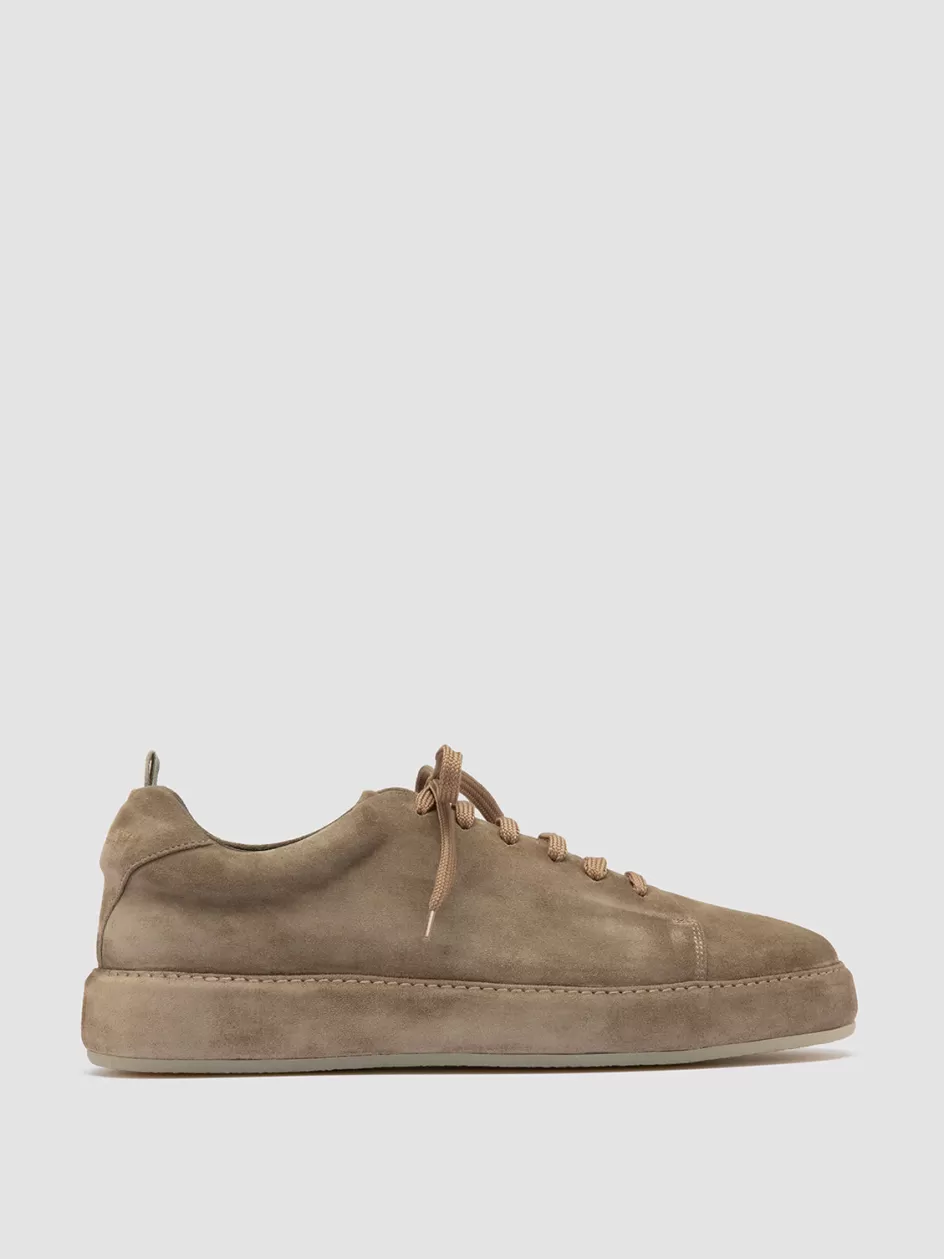 Officine Creative Suede Selection | Sneakers>COVERED 001 - Green Suede Low Top Sneakers LEAD