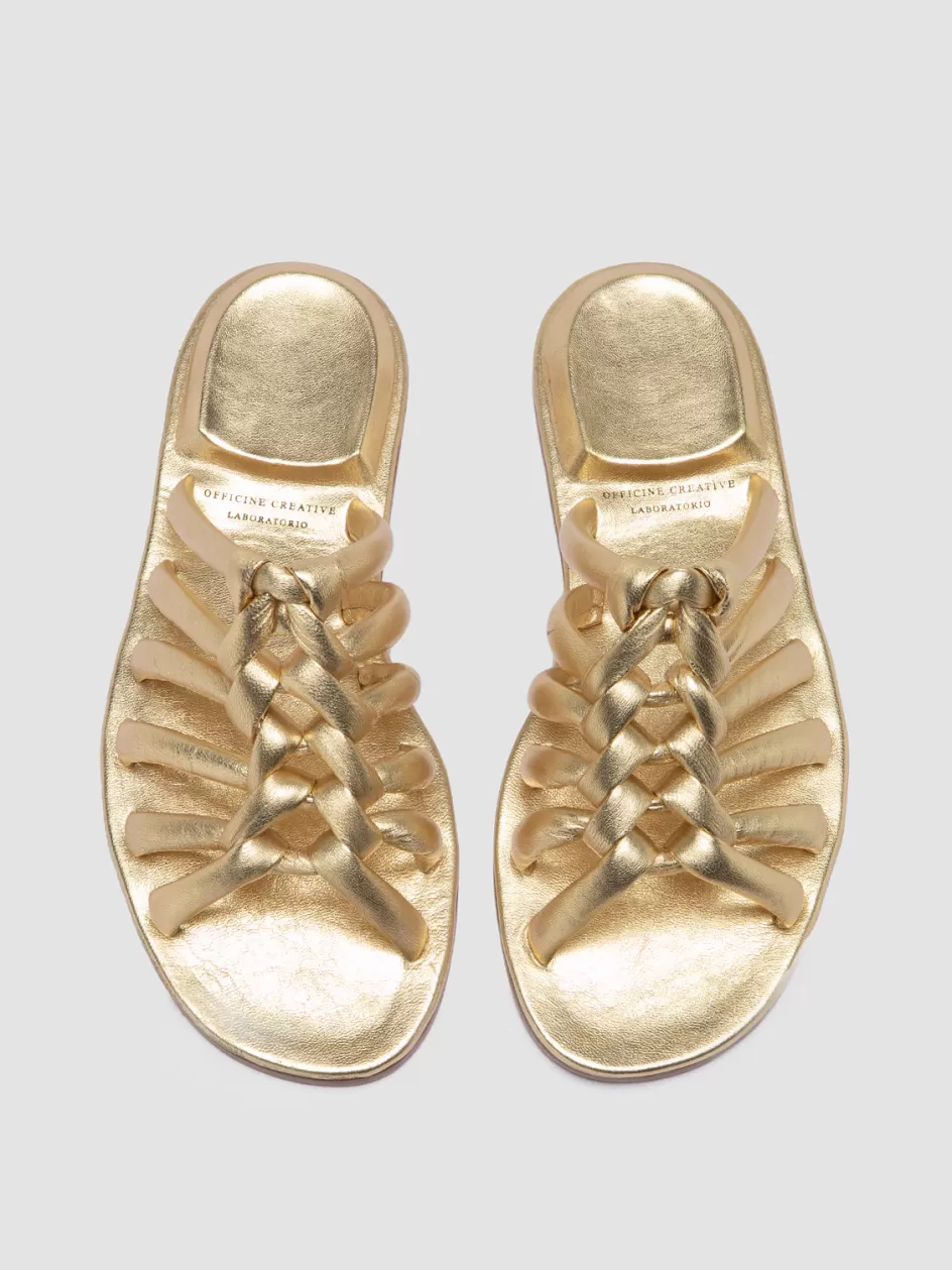 Officine Creative Sandals>CYBILLE 016 - Gold Leather Slide Sandals ORO