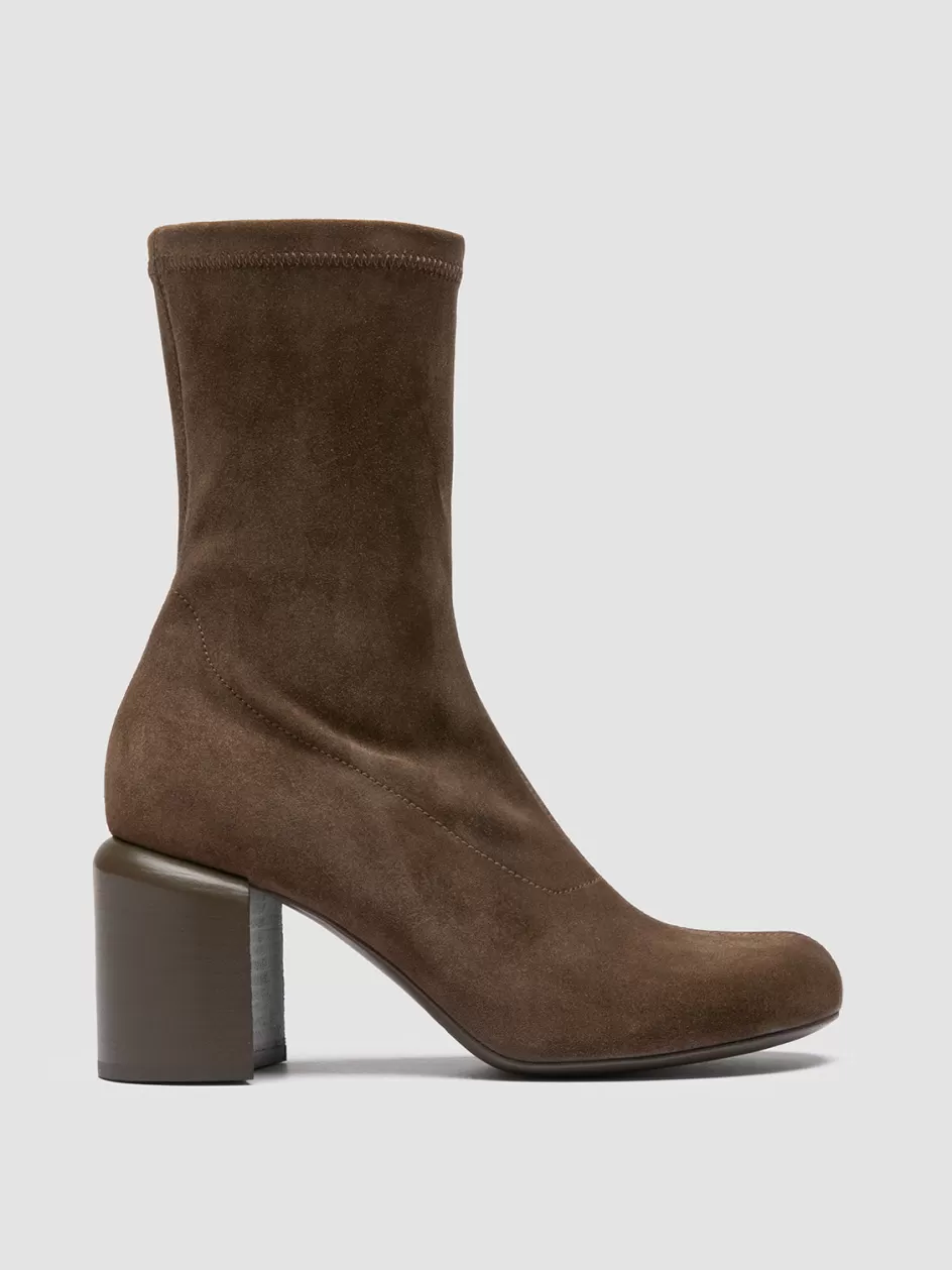 Officine Creative Boots & Booties>ELINOR 005 - Taupe Suede Zipped Boots OLIVE                                             