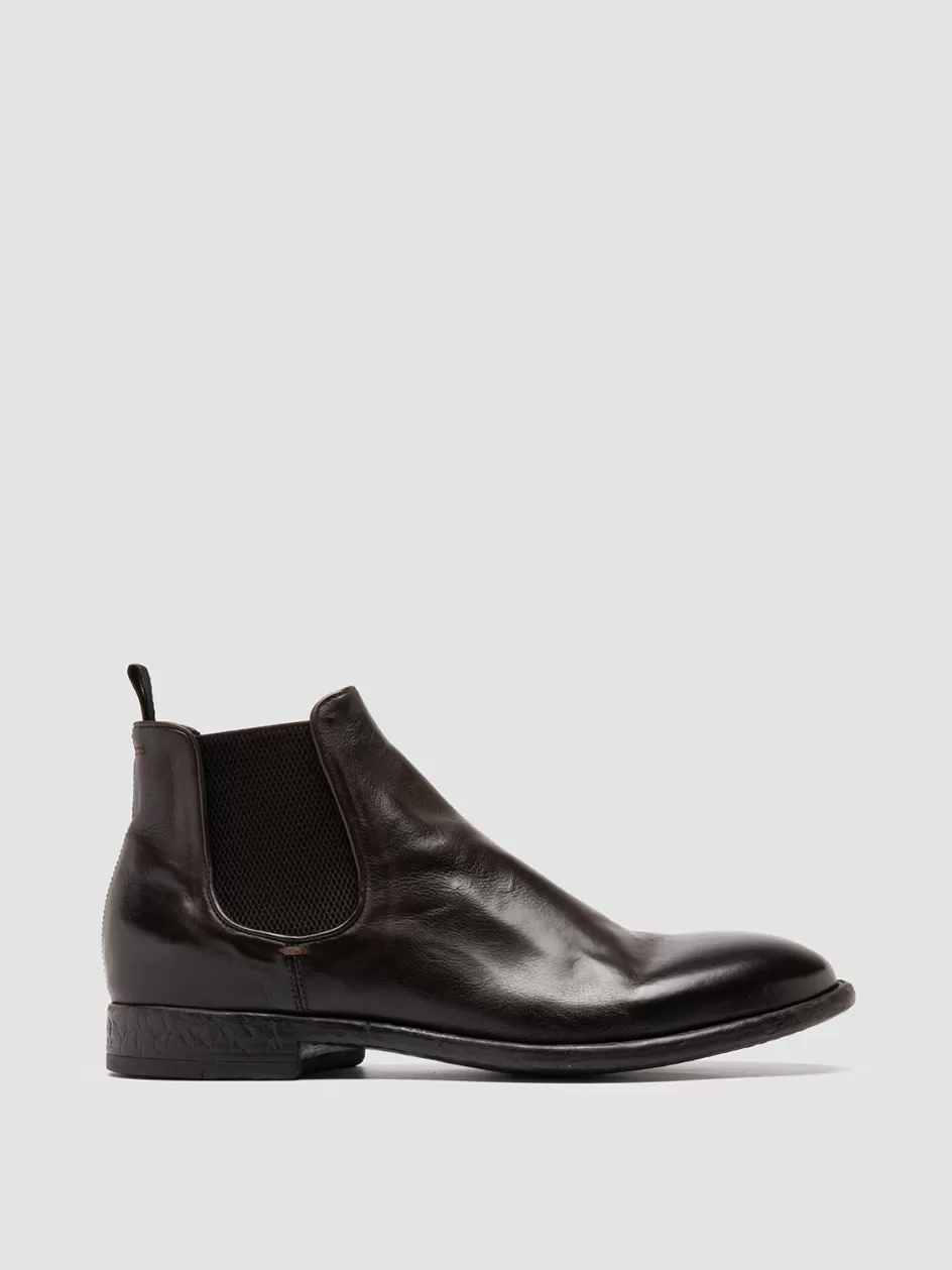 Officine Creative Ankle Boots>EMORY 012 - Brown Leather Chelsea Boots EBANO