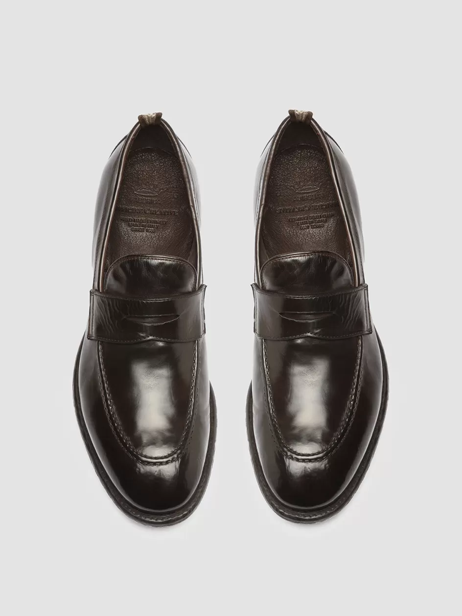 Officine Creative Loafers>EMORY 024 - Brown Leather Loafers EBANO