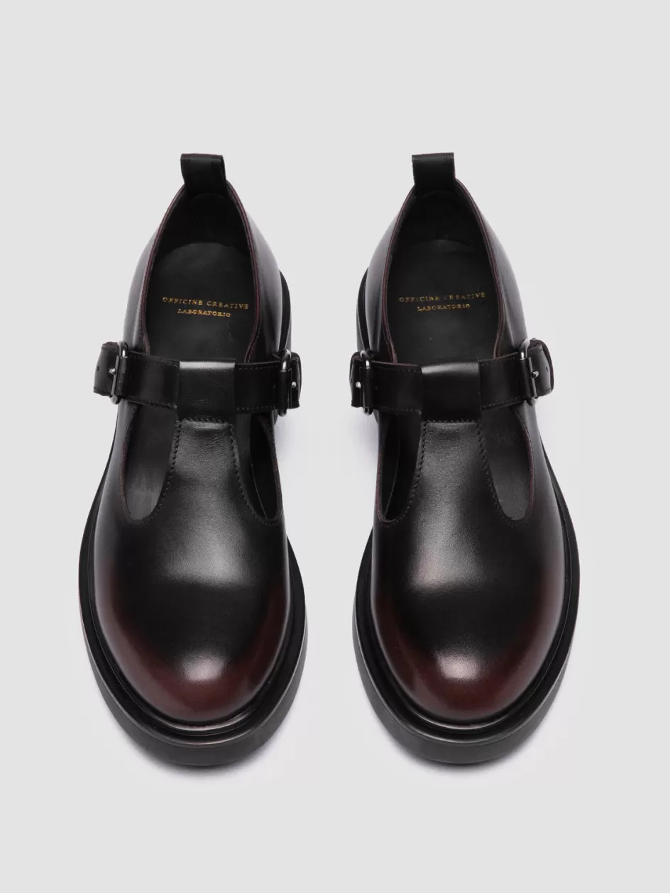 Officine Creative Dress Shoes>ENGINEER 103 - Black Leather T-Bar Shoes CHIANTI/SUPERNERO                                 