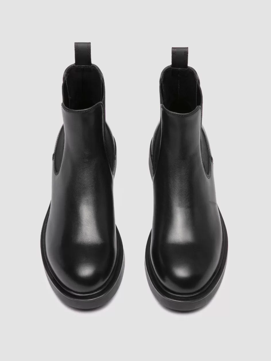 Officine Creative Boots & Booties>ENGINEER 107 - Black Leather Chelsea Boots NERO                                              
