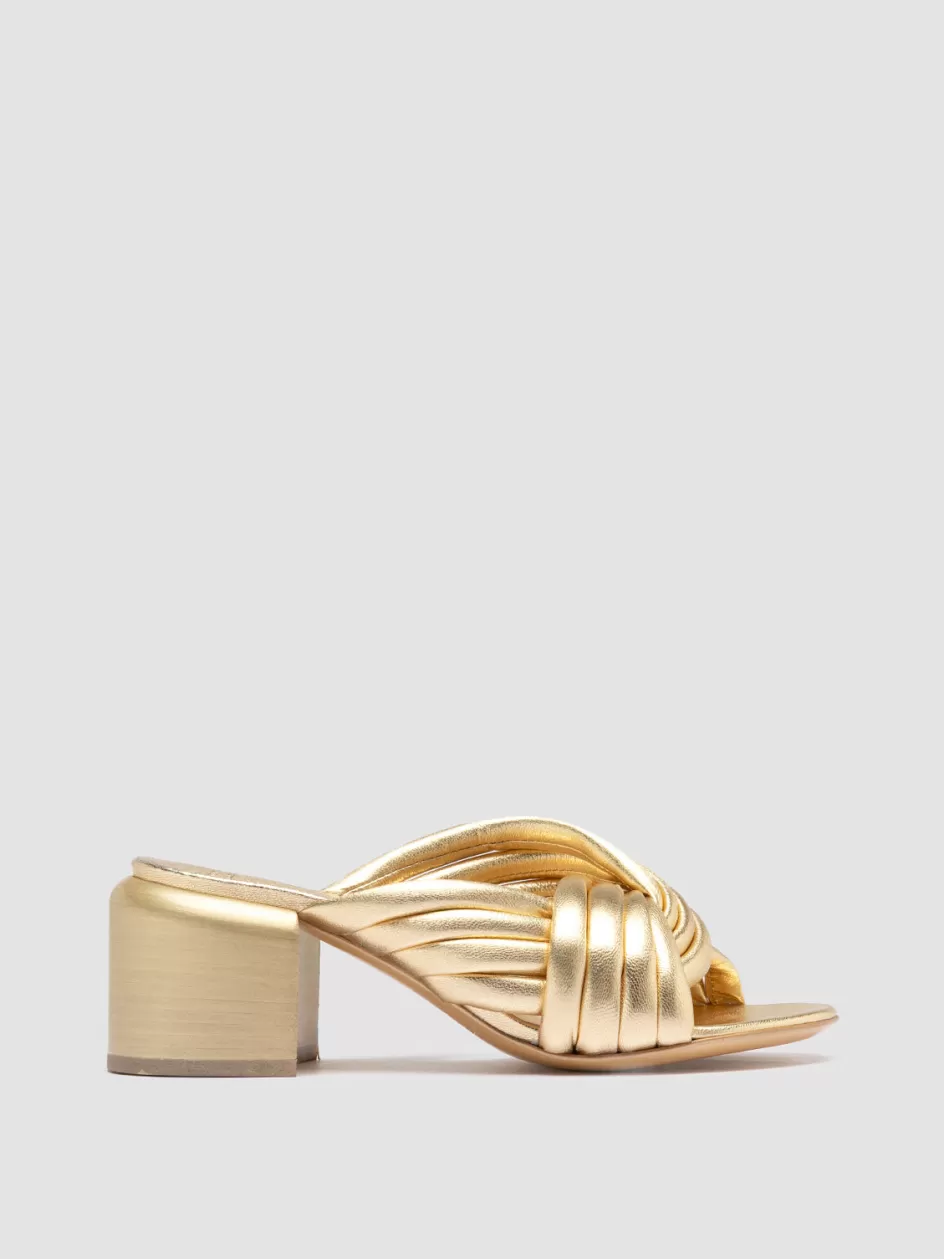 Officine Creative Sandals>ETHEL 022 - Gold Leather Slide Sandals ORO