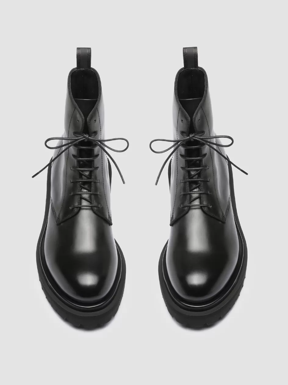 Officine Creative Ankle Boots>EVENTUAL 002 - Lace Up Leather Ankle Boots BLACK