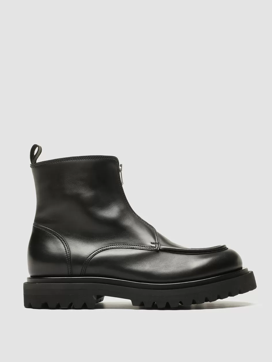 Officine Creative Ankle Boots>EVENTUAL 018 - Leather Zip Boots BLACK
