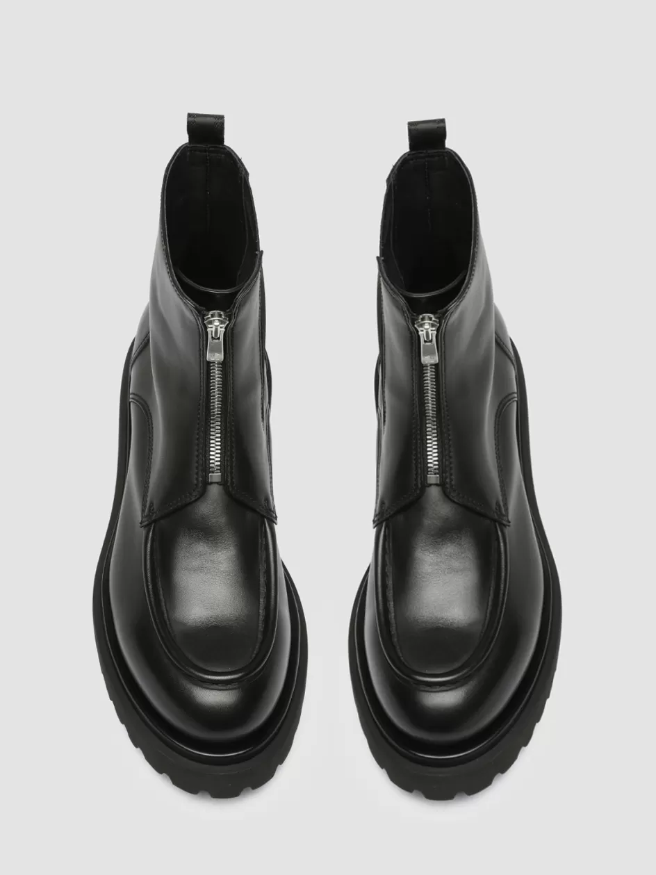 Officine Creative Ankle Boots>EVENTUAL 018 - Leather Zip Boots BLACK