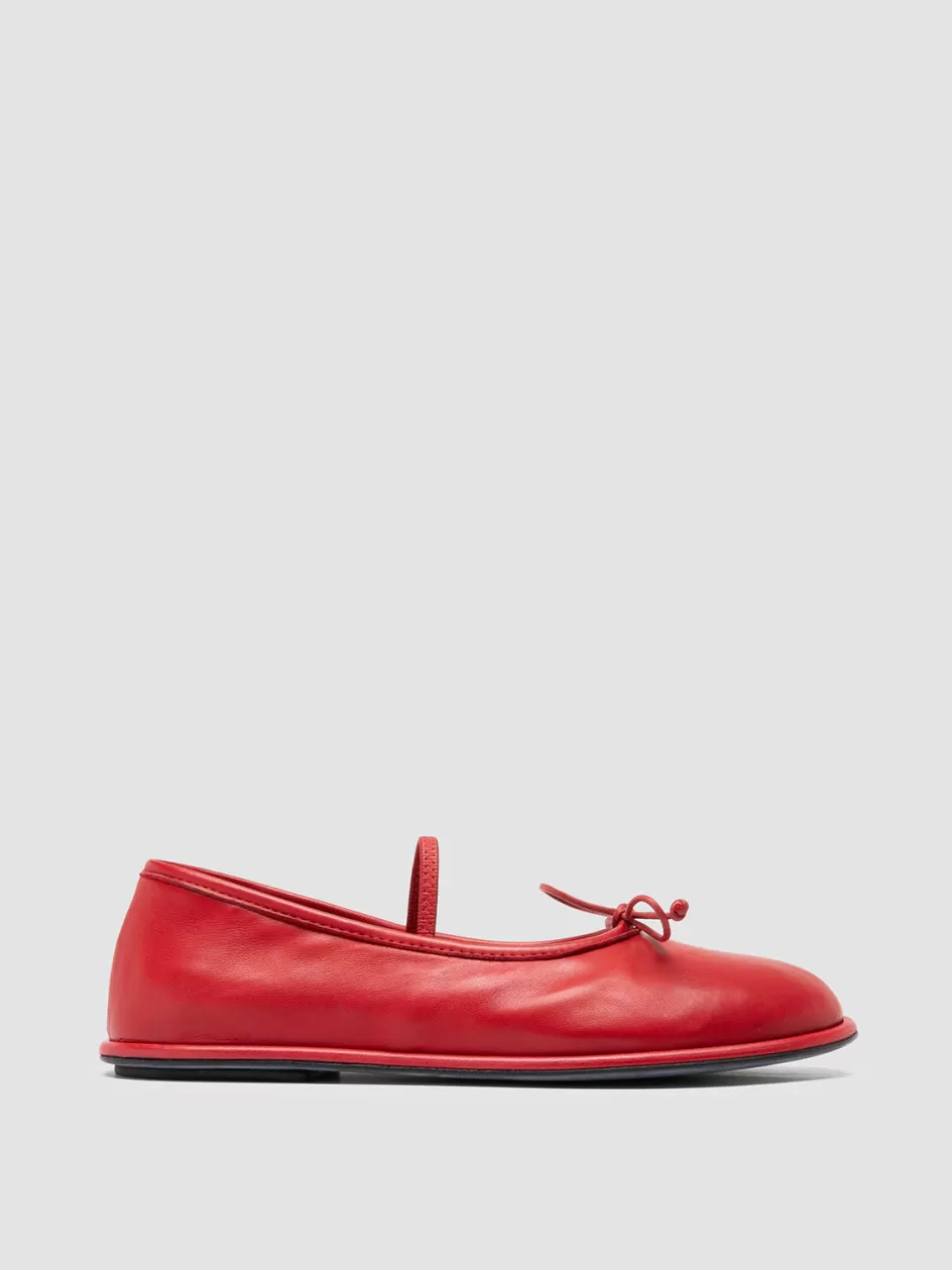 Officine Creative Dress Shoes>FONTAYNE 001 - Red Leather Ballerina Shoes CRIMSON