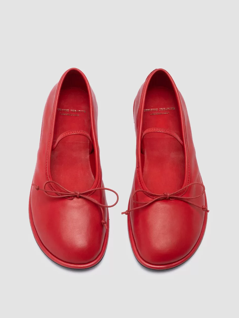Officine Creative Dress Shoes>FONTAYNE 001 - Red Leather Ballerina Shoes CRIMSON