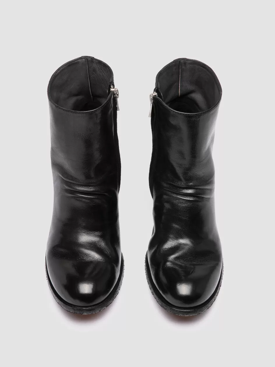 Officine Creative Boots & Booties>GODEAU 001 - Black Leather Zipped Boots NERO                                              