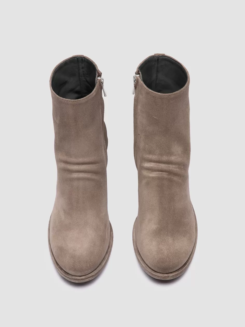 Officine Creative Boots & Booties>GODEAU 001 - Taupe Suede Zipped Boots QUARZO                                            