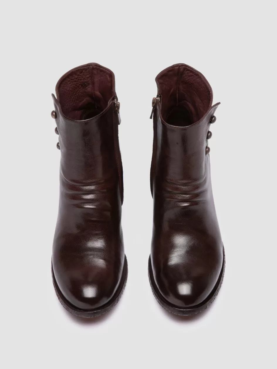 Officine Creative Boots & Booties>GODEAU 004 - Brown Leather Zipped Boots OTTO                                              