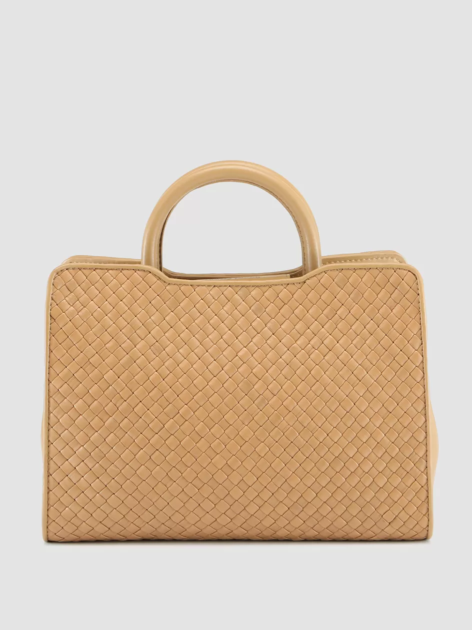 Officine Creative Bags>HELEN 025 - Woven Leather Hand Bag BROWN