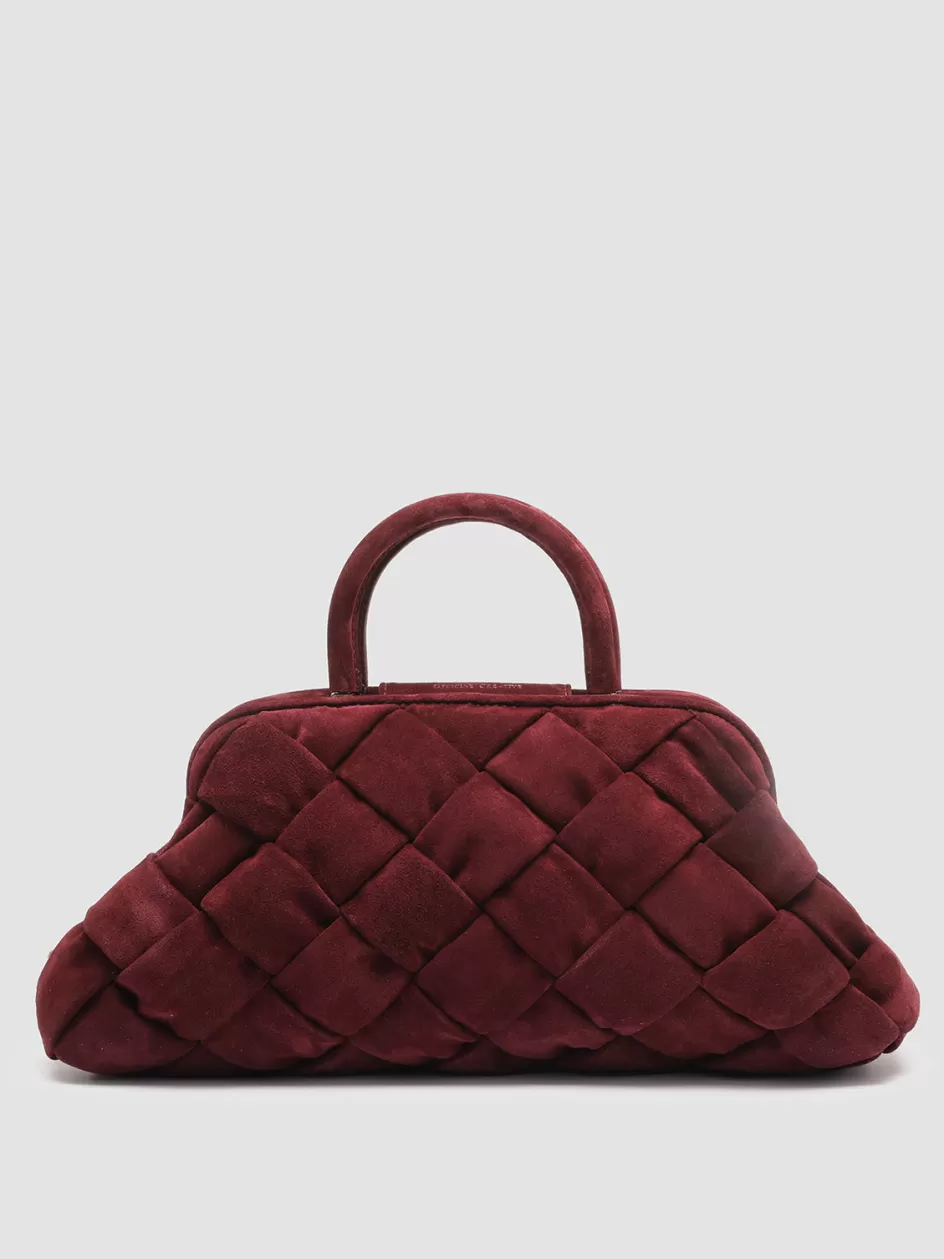 Officine Creative Bags>HELEN 21 - Suede Handle Bag BURGUNDY