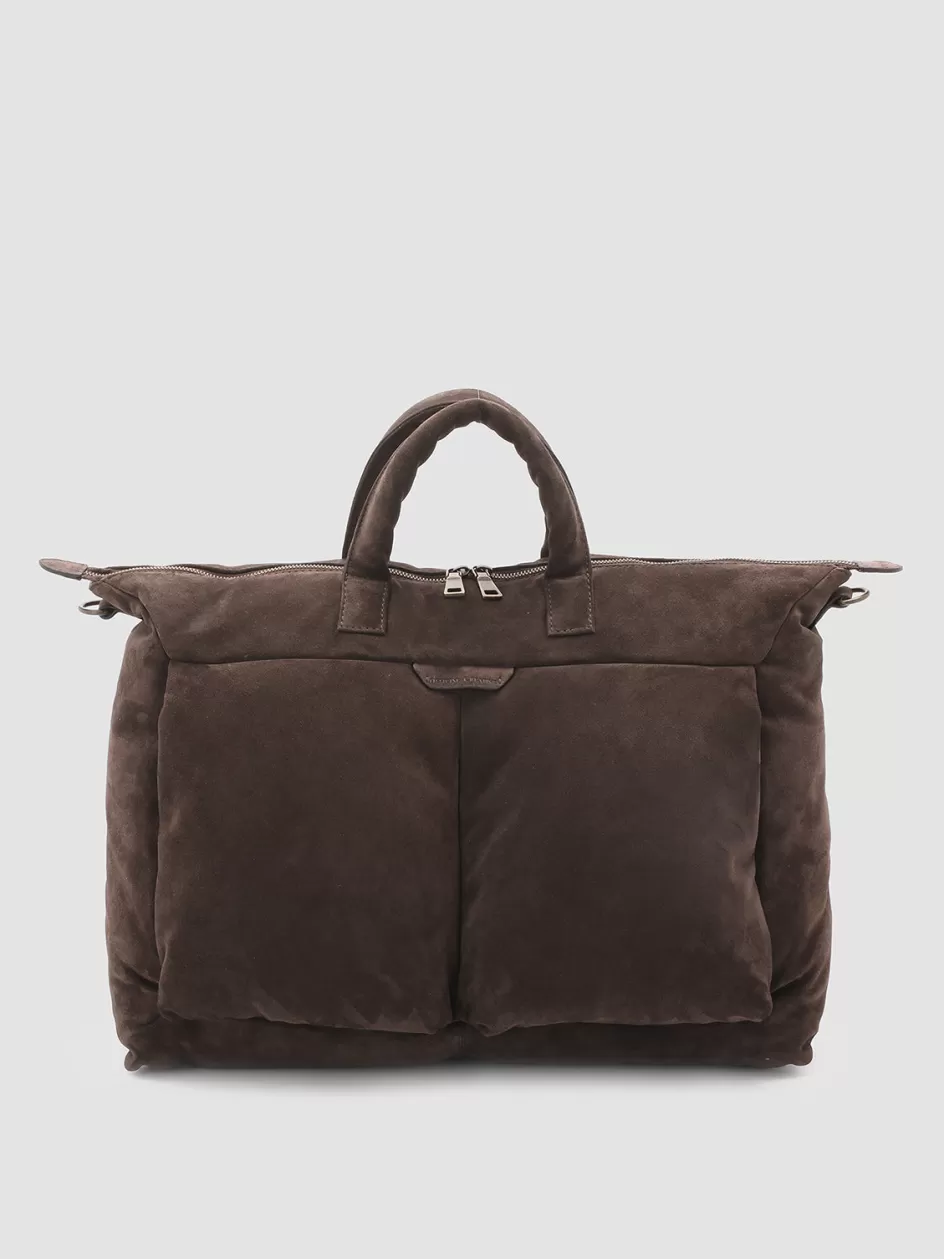 Officine Creative Bags>HELMET 31 - Suede Weekender BROWN
