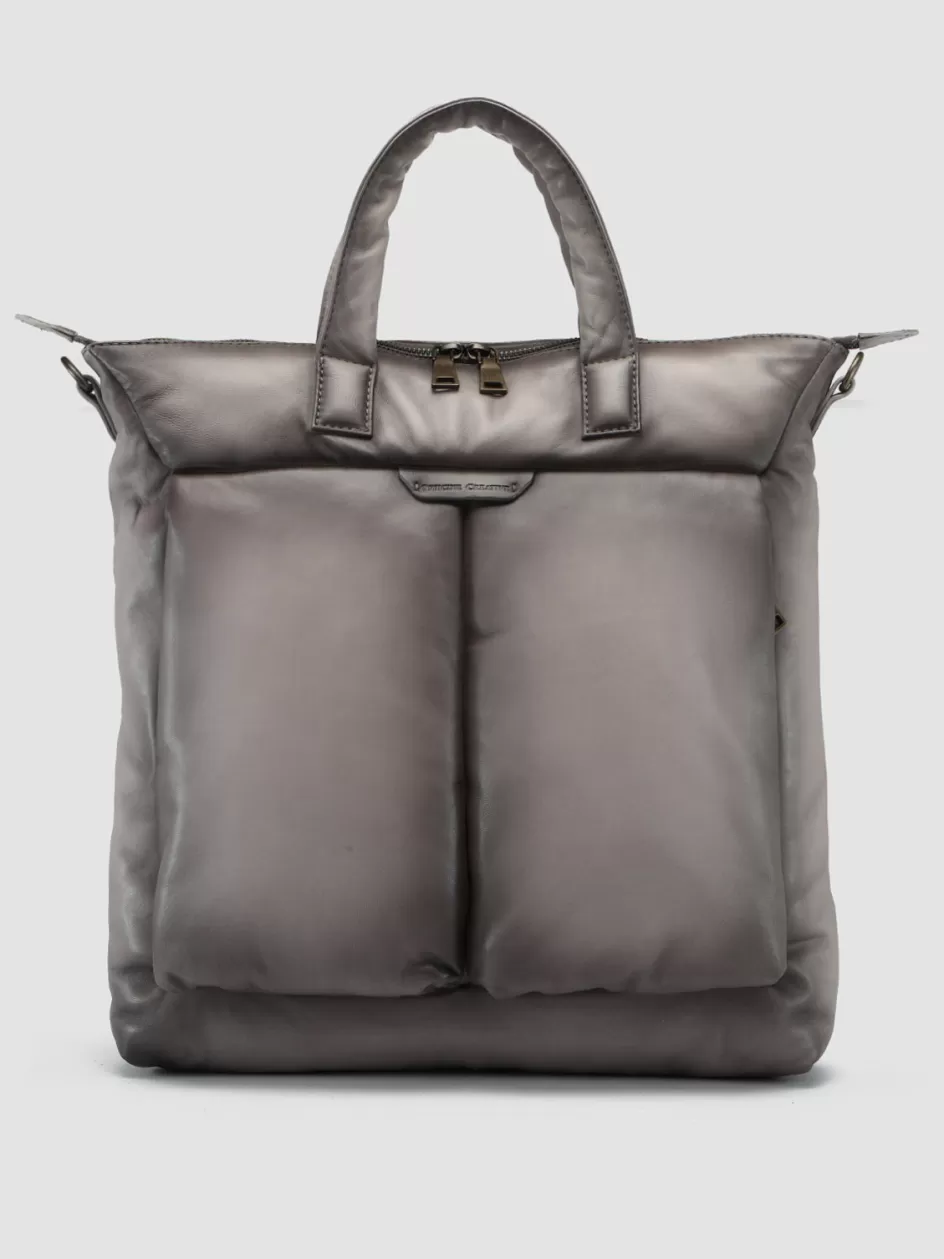 Officine Creative Bags>HELMET 32 - Leather Tote Bag GREY