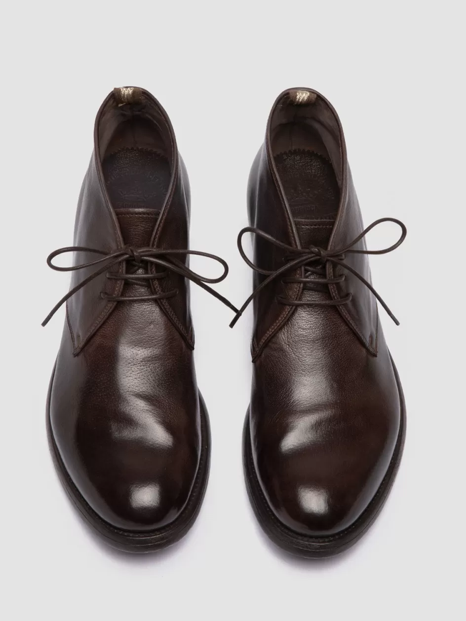 Officine Creative Ankle Boots>HIVE 050 - Brown Leather Chukka Boots DARK BROWN