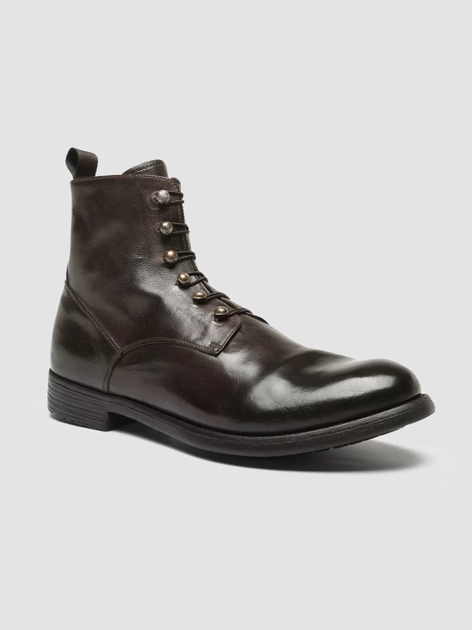 hive_051__brown_leather_zip_boots_101808.webp Officine Creative Ankle Boots>HIVE 051 - Brown Leather Zip Boots DARK BROWN