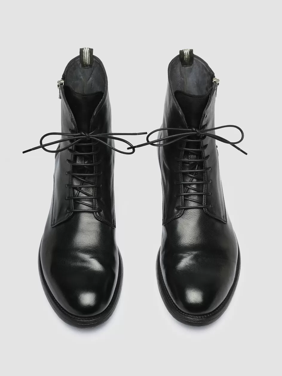 Officine Creative Ankle Boots>HIVE 053 - Leather Lace Up Boots BLACK