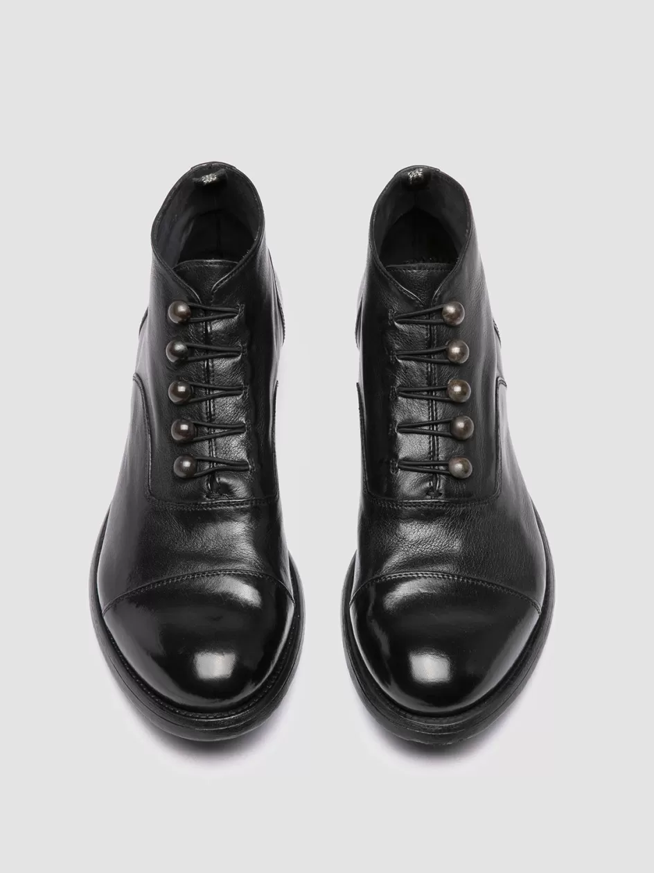 Officine Creative Ankle Boots>HIVE 059 - Leather Pull-On Boots BLACK