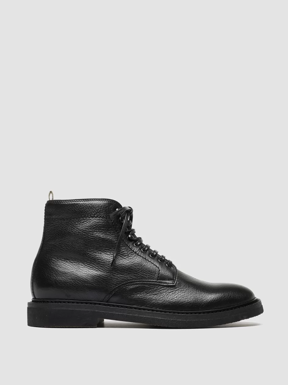 Officine Creative Ankle Boots>HOPKINS FLEXI 203 - Leather Lace-up Boots BLACK