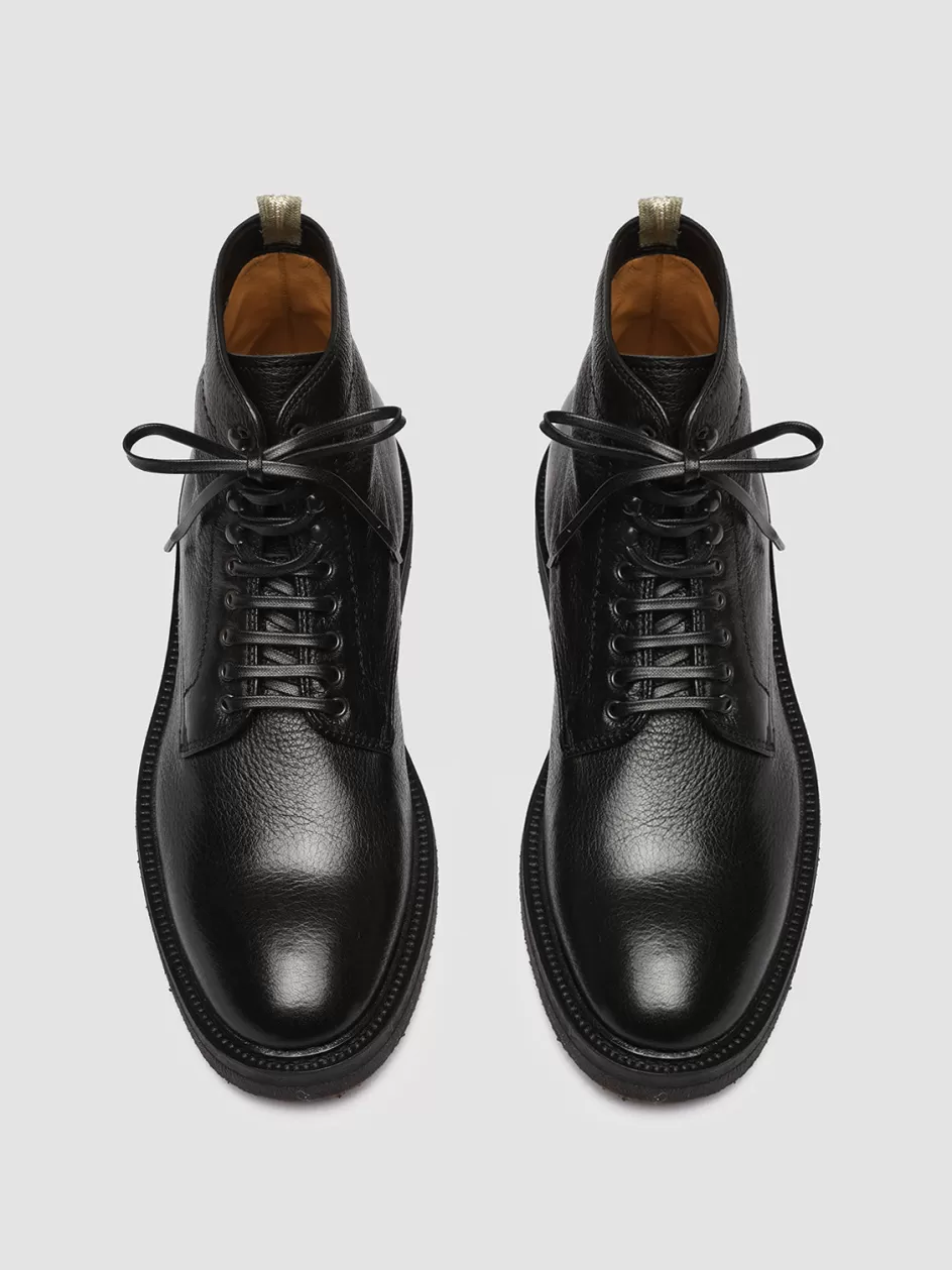 Officine Creative Ankle Boots>HOPKINS FLEXI 203 - Leather Lace-up Boots BLACK